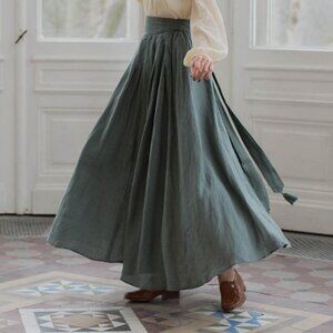 Voriagh Vineta Linen Maxi Skirt Sage Green